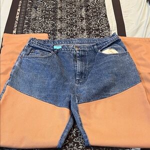 SCHEELS SPORTS OUTFITTER Men's Two-Tone Blue and Tan Bootcut Jeans